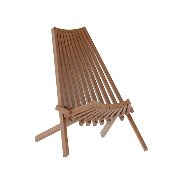 Flash Furniture Delia Indoor/Outdoor Folding Acacia Wood Chair, Low Profile Lounge for Patio, Porch, Garden, Brown LTS-0441-BR-GG - main